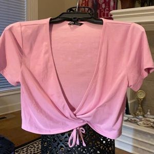 Shein pink crop wrap top Medium